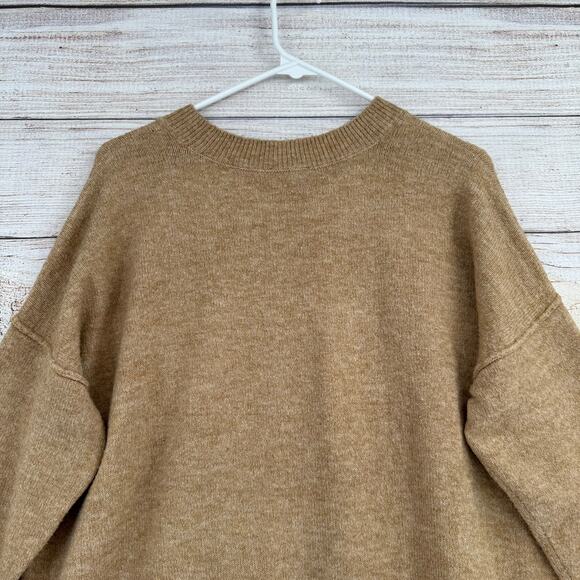 Vince Camuto Crewneck Rough Seam Boxy Sweater Womens Medium Beige Tan - Picture 4 of 11